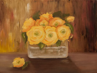 Modern  artwork Yellow roses by Yuliana Fomenko