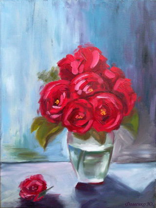 Modern  artwork The roses are red by Yuliana Fomenko